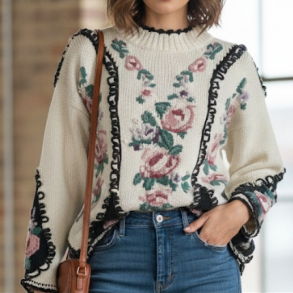 Vtg Rebecca Stone knitted sweaters sz large